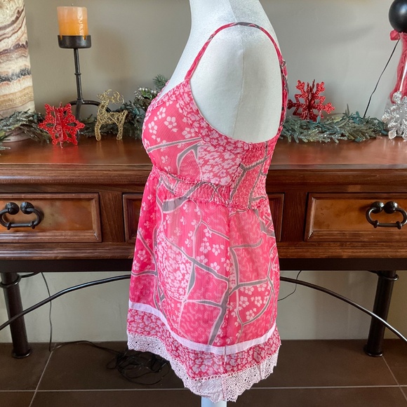 Wet Seal Floral Print with lace Cami Size S Red/Brown - Picture 4 of 8